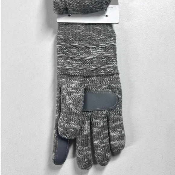 Isotoner Women's 1SZ SmartDri EcoComfort Heather‎ Grey Ivory Gloves NEW - Picture 6 of 7